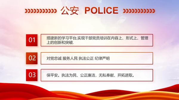 红色大气公安警察述职报告动态PPT模板