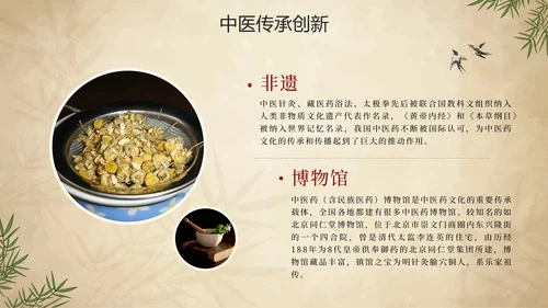 简约手绘中国风中医中药传统养护理普PPT模板