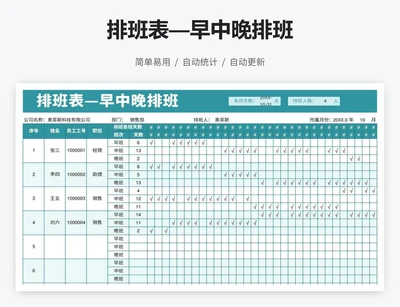 排班表—早中晚排班