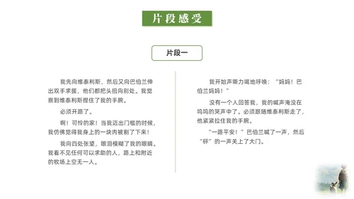 绿色水彩插画苦儿流浪记读书分享会PPT课件