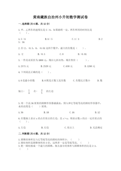 黄南藏族自治州小升初数学测试卷完美版.docx