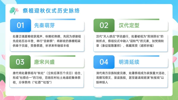 蓝绿色插画处暑节气PPT模板