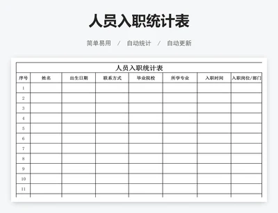 人员入职统计表