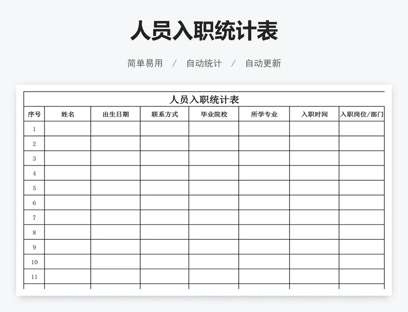 人员入职统计表