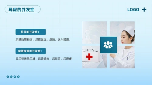 蓝色简约护理管道安全管理PPT模板宣传PPT动态PPT护理安全管理