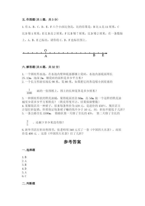 南阳市南召县六年级下册数学期末测试卷往年题考.docx