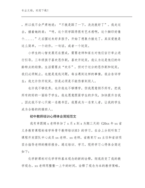 2024初中教师培训心得体会简短范文范文29篇合辑.docx