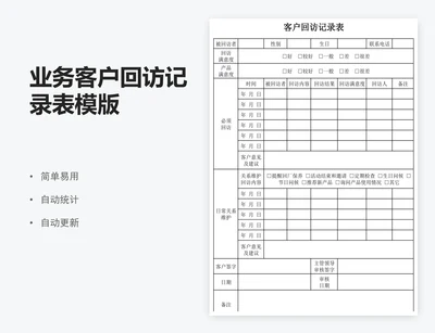 业务客户回访记录表模版