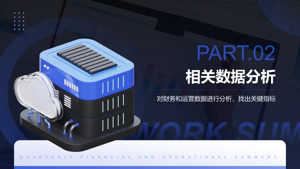 蓝色3D风季度财务与运营总结PPTPPT模板