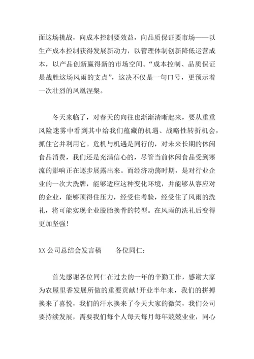 XX公司总结会发言稿.docx