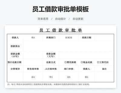 员工借款审批单模板