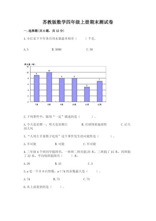 苏教版数学四年级上册期末测试卷附参考答案【培优a卷】.docx