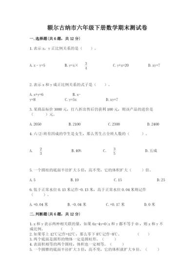 额尔古纳市六年级下册数学期末测试卷（典优）.docx