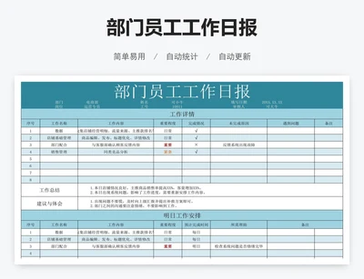 部门员工工作日报