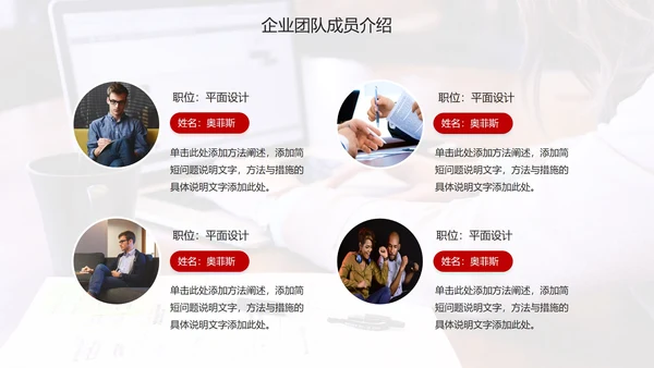 商务企业团队成员介绍PPT模板