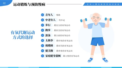 蓝色插画风中老年慢性病预防与健康管理知识培训讲座PPT