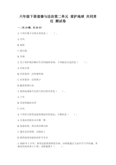 六年级下册道德与法治第二单元 爱护地球 共同责任 测试卷精品【全优】.docx