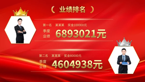 公司销售业绩排名喜报销冠奖牌颁奖PPT