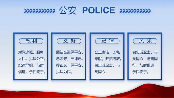 蓝色大气执法为民公正廉洁公安警察动态PPT
