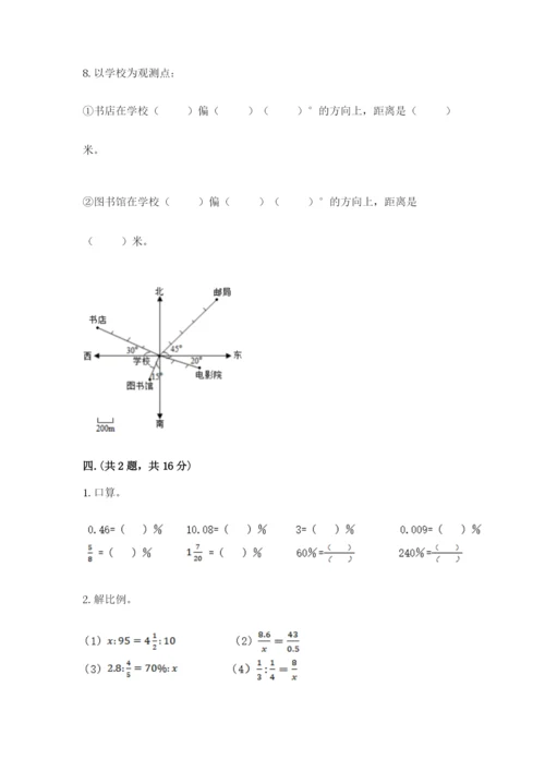 小学六年级数学摸底考试题带答案（满分必刷）.docx