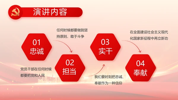 红色乡镇干部个人述职报告动态PPT