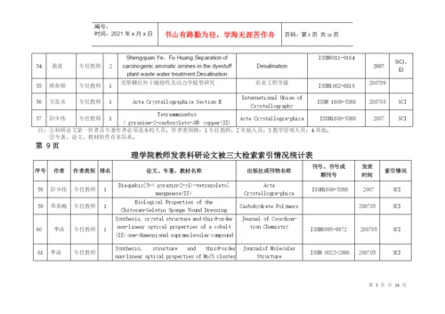 理学院教师发表科研论文被三大检索索引情况统计表.docx