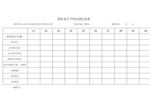 消防安全日常巡查记录表格