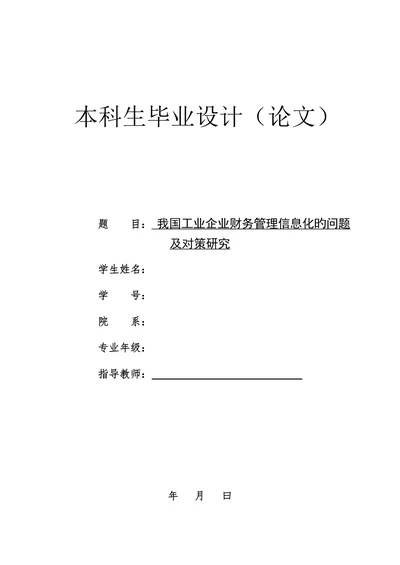 工业企业财务管理信息化的问题及对策研究