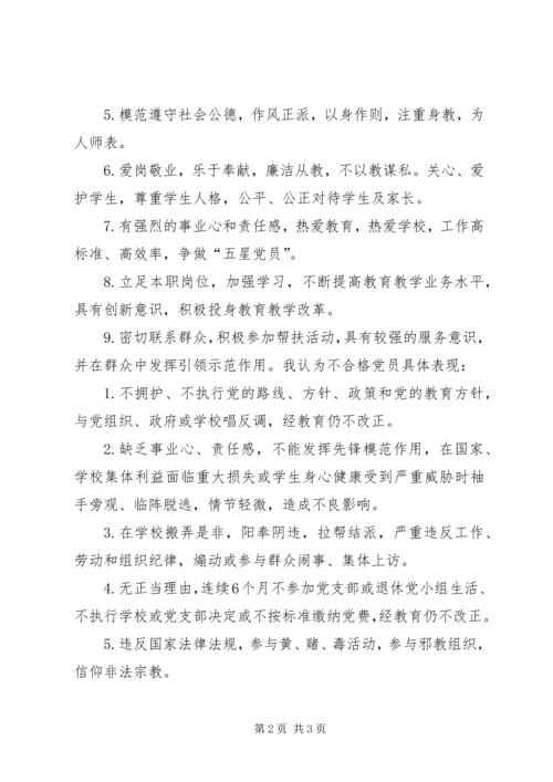 新时期优秀党员标准和不合格党员具体表现[范文大全] (5).docx