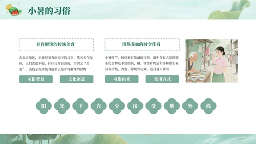 绿色简约清新小暑课件通用PPT模板