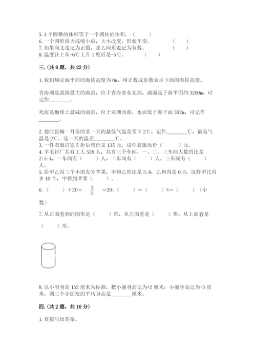 人教版六年级数学小升初试卷及参考答案ab卷.docx