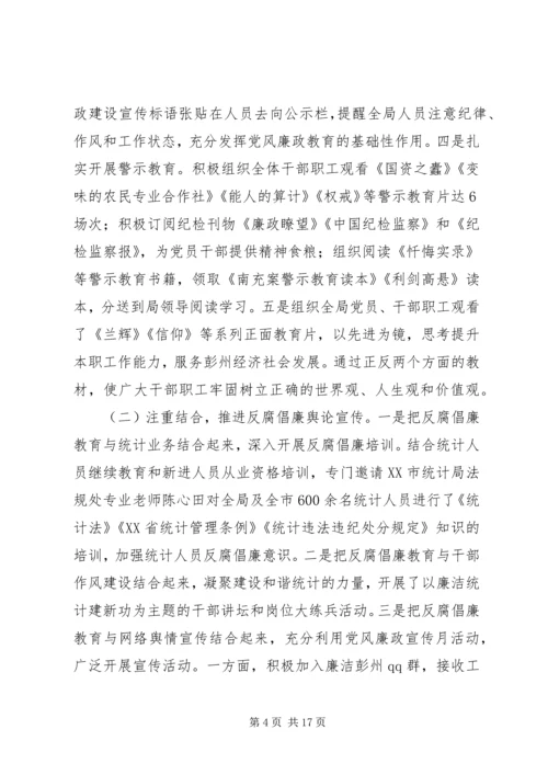 市统计局XX年度党政领导班子履行党风廉政建设主体责任情况报告.docx
