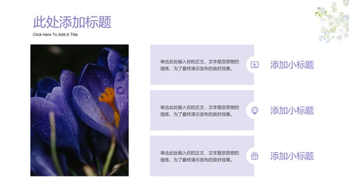 紫色水彩插画清新通用PPT演示模板