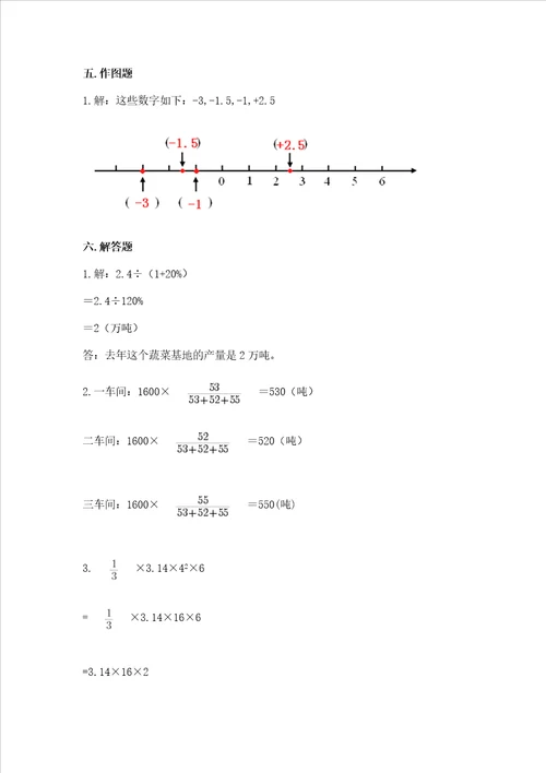 小学毕业会考数学试卷附参考答案黄金题型