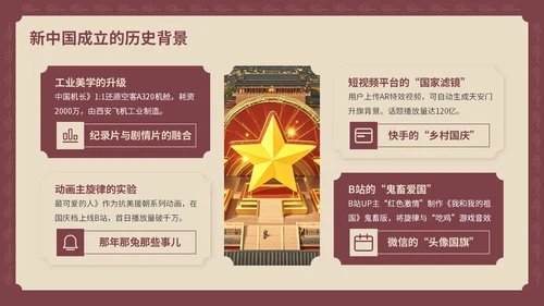 红黄色复古风国庆PPT模板
