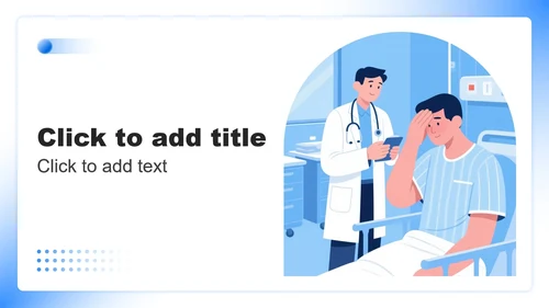 蓝色渐变插画风医院疾病科普活动策划PPT主题模板