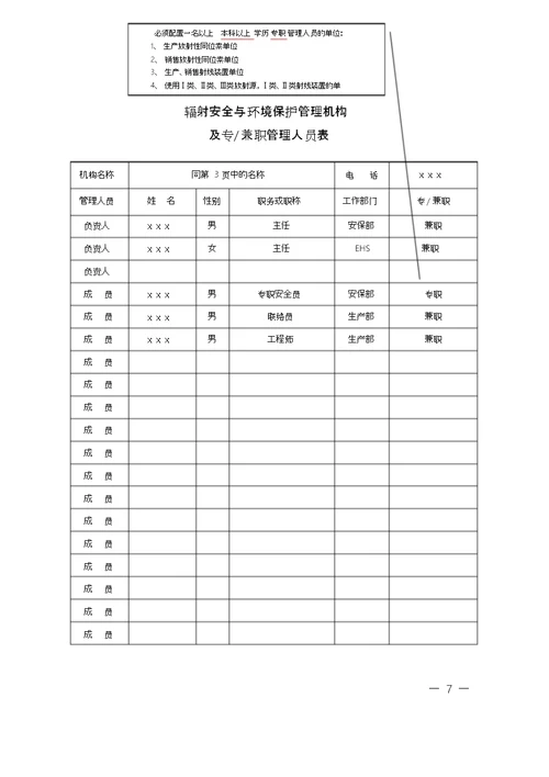 辐射安全许可证申请表填写模板