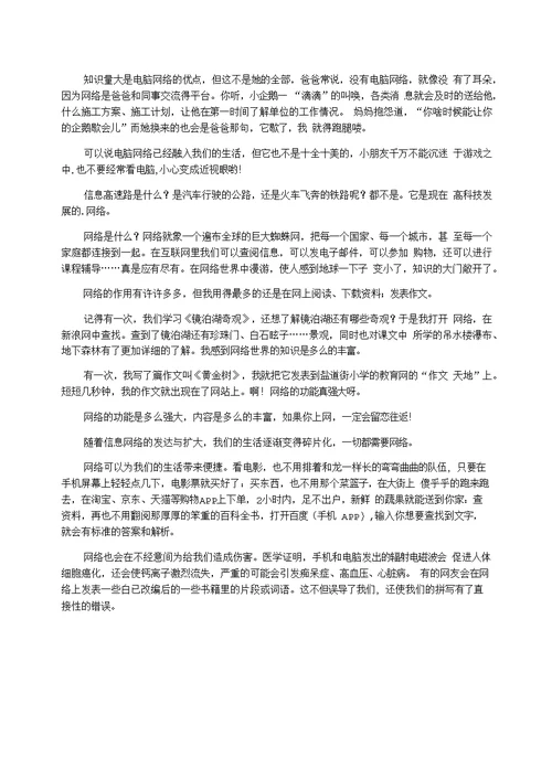 关于神奇的网络作文300字5篇