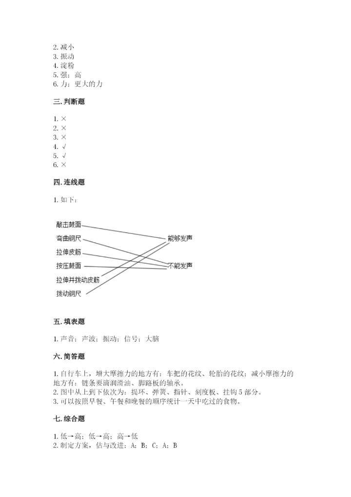 教科版四年级上册科学期末测试卷附答案解析.docx