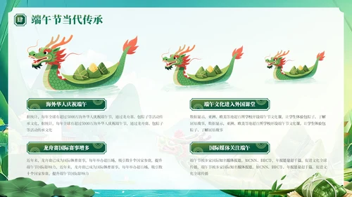 绿色国风端午节文化传承与习俗PPT模板