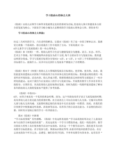 学习指南心得体会大班