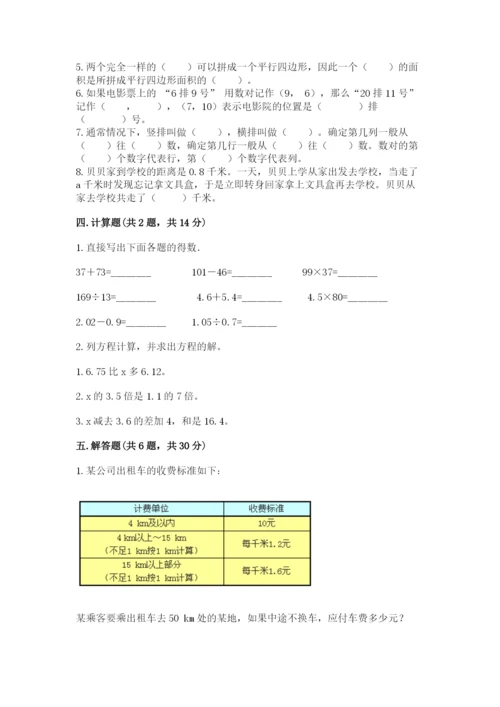 2022人教版数学五年级上册期末测试卷（考点梳理）.docx