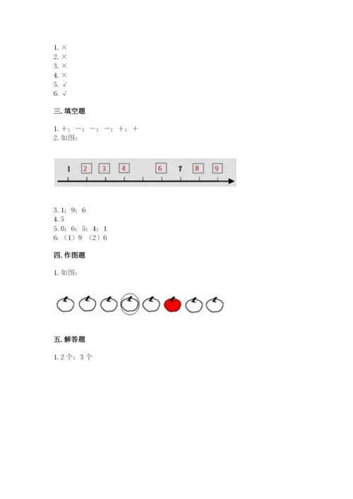 冀教版一年级上册数学第五单元 10以内的加法和减法 测试卷及参考答案1套.docx