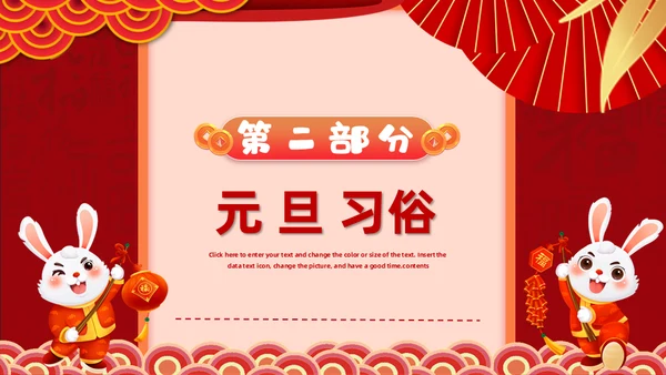兔年快乐元旦的起源与习俗通用PPT模板