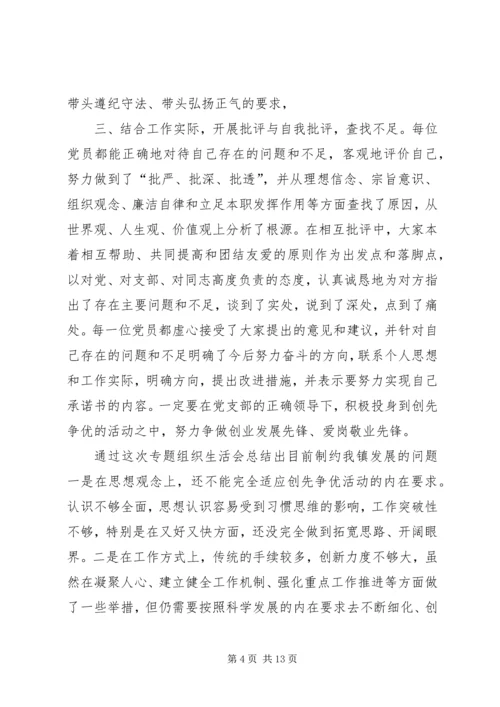 关于召开基层党组织保持党的纯洁性专题民主生活会相关情况的报告.docx
