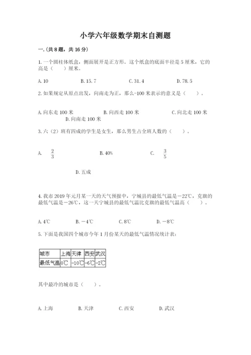 小学六年级数学期末自测题精品【名校卷】.docx