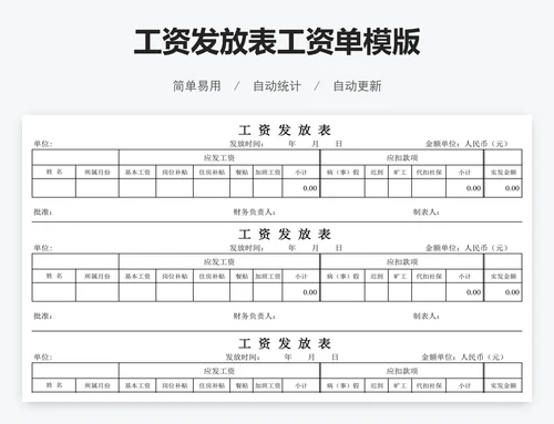 工资发放表工资单模版