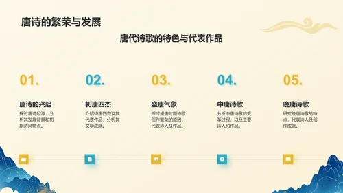 黄色国潮风国潮山水中国风语文教学课件PPT模板