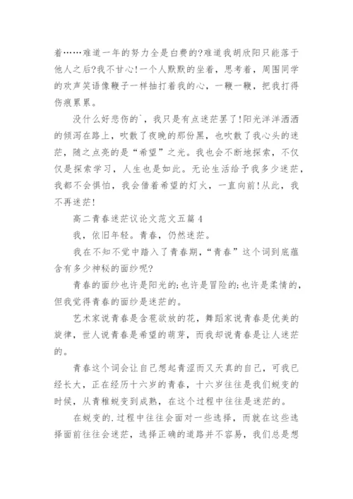 高二青春迷茫议论文范文五篇.docx