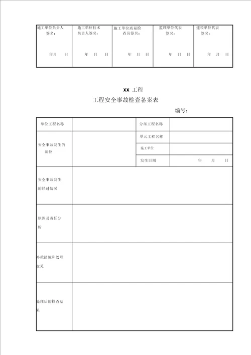 水利工程工程质量缺陷备案表